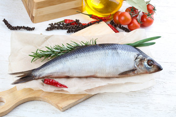 Herring with onion and rosemary