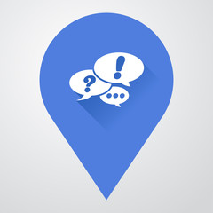 Icono plano localizaci&oacute;n con red social con sombra