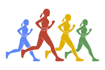 Fototapeta na wymiar Vector figures of women runners