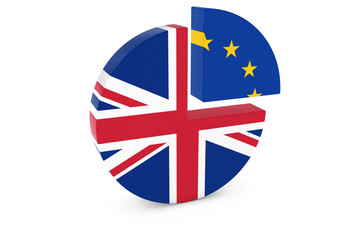UK and European Flags Pie Chart 3D Illustration