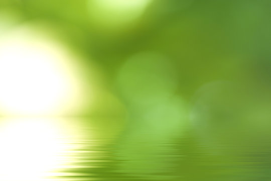 natural green background with reflection