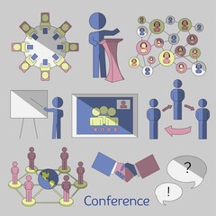 Naklejka premium Conference icons set