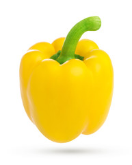Yellow pepper isolated on white background with clipping path