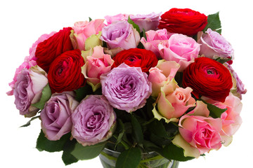 bouquet of fresh roses and ranunculus