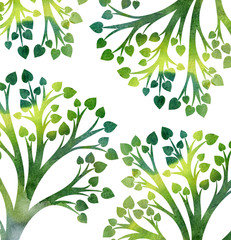 nature background with tree branches and green leaves