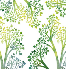 nature background with birch tree branches and green leaves