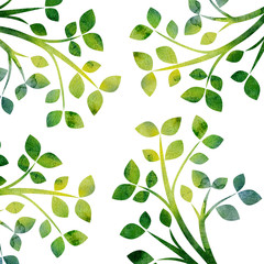 nature background with tree branches and green leaves