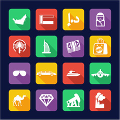 United Arab Emirates Icons Flat Design