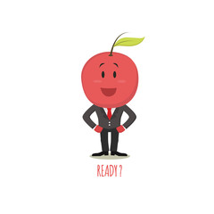 Fruit Story Episode 1. Apple Flat Cartoon Character with Tuxedo 