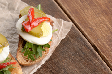 Open egg sandwiches