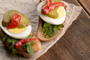 Open egg sandwiches