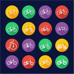 Bicycle Icons Flat Design Circle