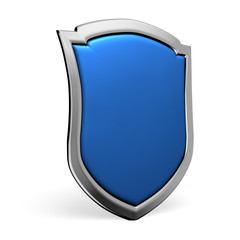 Blue shield on white