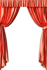 Red theater curtain on white background