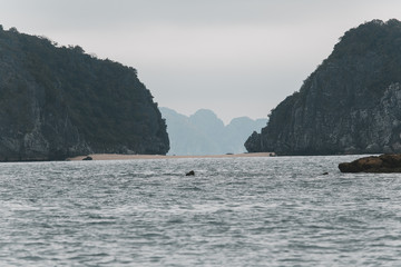 Fototapeta na wymiar Beautiful scenery Vietnam mountains water landscape rocks
