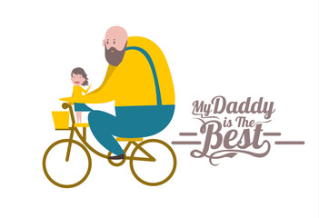Fototapeta premium My daddy is the Best. Happy father's day. flat design vector