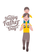Happy father's day. Father and son. flat character design. vector