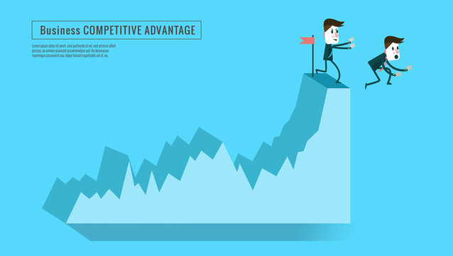businessman push competitor down from top graph. compettition vector