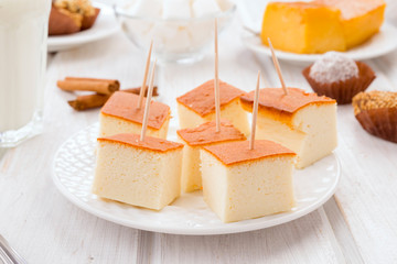 dice cheesecake  with breakfast