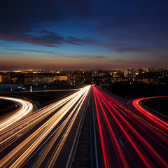 Long Exposure Speed Traffic at night  in the city