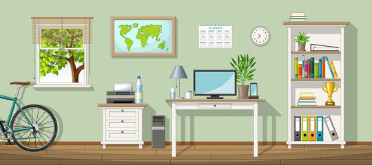 Fototapeta premium Illustration of a classic homeoffice