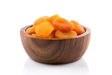 Dried apricots on white background