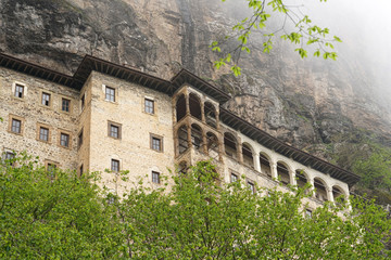 Sumela monastery clings to the mountainside near Trabzon, Turkey