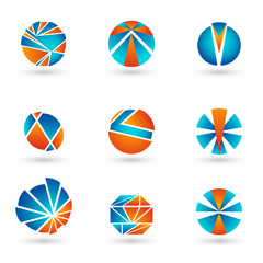 Set of blue and orange logos.