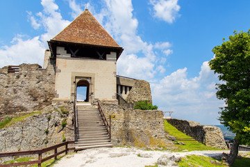 Fototapeta na wymiar Inner courtyard of Visegrad castle with tower