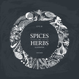 “Vector seamless pattern with hand drawn spices and herb sketch