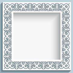 Square frame with cutout paper lace border