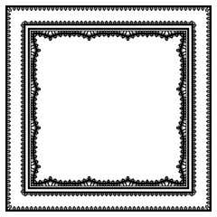 Black and white background, square lace frame