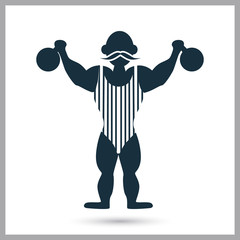 Circus strongman icon on the background