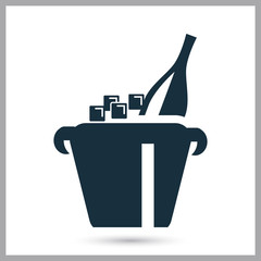 Champagne in bucket icon on the background