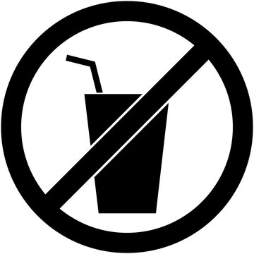 No drink prohibited symbol isolated on white. Sign indicating the prohibition or rule. Warning and forbidden. Flat design. Vector illustration. Easy to use and edit. EPS10.