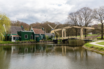 Traditional Dutch windmill in country side