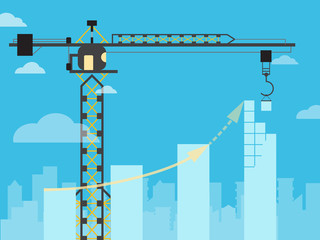 crane builds graph bar grow business