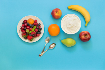  Yogurt and fruits, berries as an ingredients.