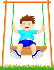 boy on swing in the park