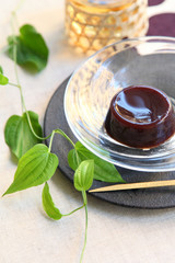 Japanese traditional summer sweet azuki-bean jelly Mizu-yokan