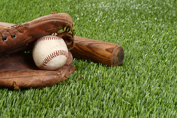 closeup baseball in glove
