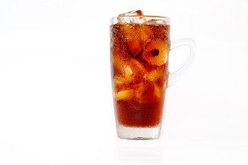 Cola and ice in glass