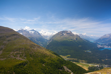 Panorama of the Upper Engadine from Muottas Muragl