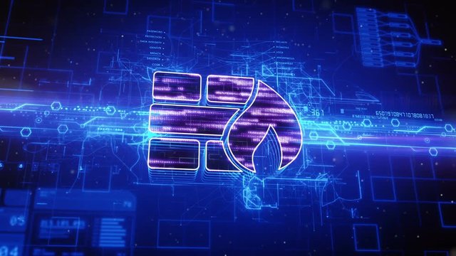 Abstract animation of internet firewall protection in digital cyberspace
