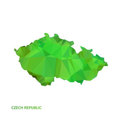 abstract polygonal czech republic map, poly low isolated vector