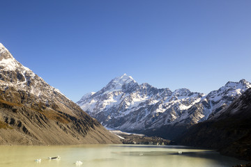 New Zealand scenic mountain landscape shot at Mount Cook National Park