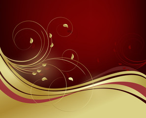 Gold  background with floral ornament
