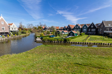Obraz premium Panoramic shot of village Marken in Netherlands