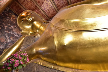 Wat Pho, one of the oldest and largest Buddhist temples in Bangkok is known as 'The Temple of the Reclining Buddha' thanks to the 15 meter high, 43 meter long Buddha image it shelters