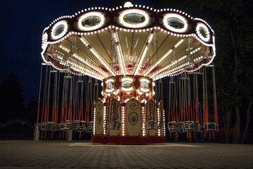 Carousel in night park
